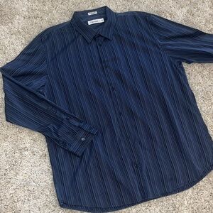 Calvin Klein button down blue and black pin stripes
